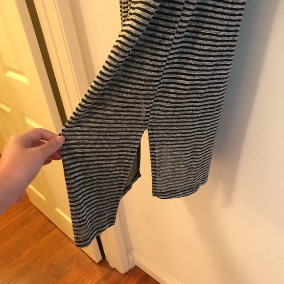 Nordstrom Lush Grey Striped Knit Midi-Dress w/slit - Picture 5 of 6